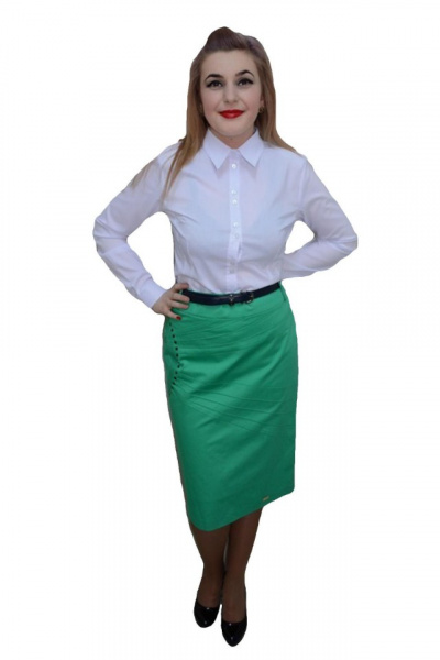 Fusta office deosebita, de culoare verde, cu model de capse