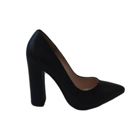 Pantof simplu, clasic, cu toc inalt si varf ascutit, culoare negru mat
