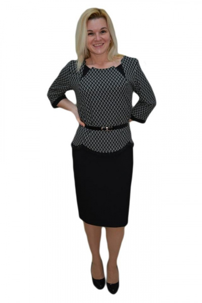 Rochie chic tip costum cu peplum in talie si imprimeu rafinat sus