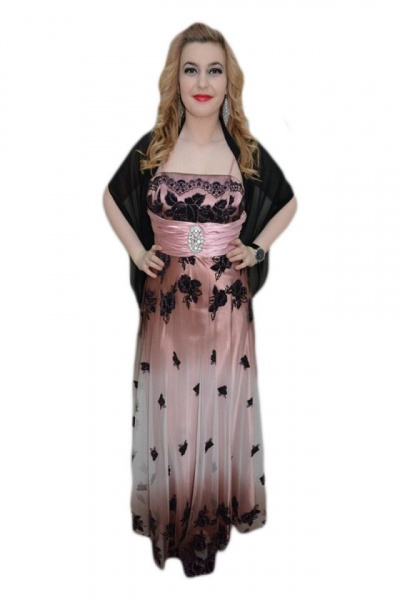 Rochie cu design de fluturi, nuanta de plamaniu, esarfa