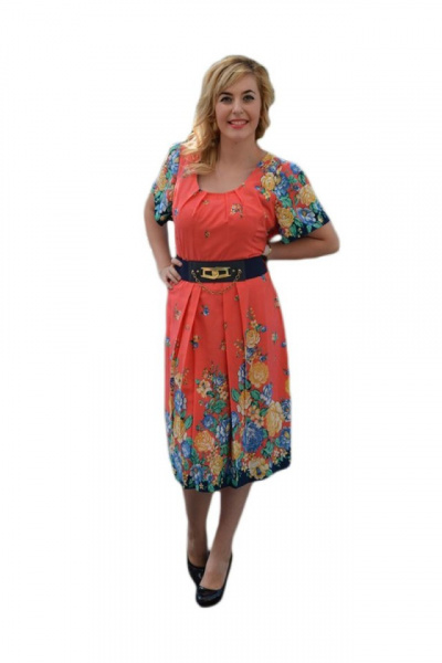 Rochie de primavara-vara, cu un imprimeu floral pe diferite fundaluri