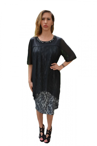 Rochie eleganta Kayla cu aplicatii de margele,nuanat de negru