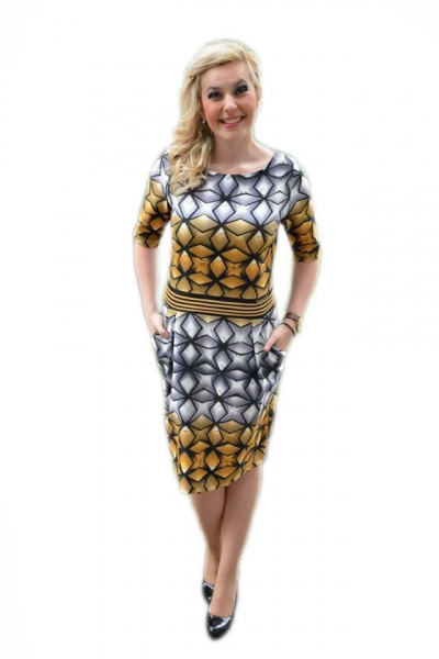 Rochie feminina, cu un imprimeu grafic,masuri mari