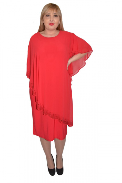 Rochie rosie Singrid cu aplicatii de strasuri