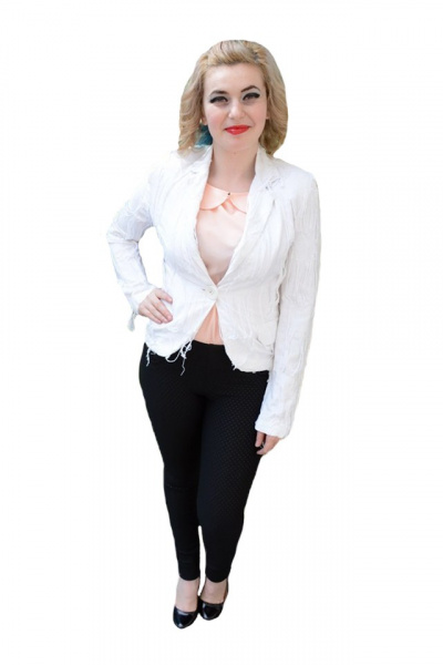 Sacou cazual, modele atipice, design special, culoare alb