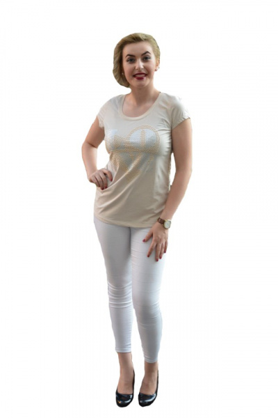 Tricou tineresc, de culoare bej, cu material dantelat in spate