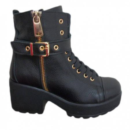 Bocanci tineresti,  negri cu fermuare aurii GH-2326-MO