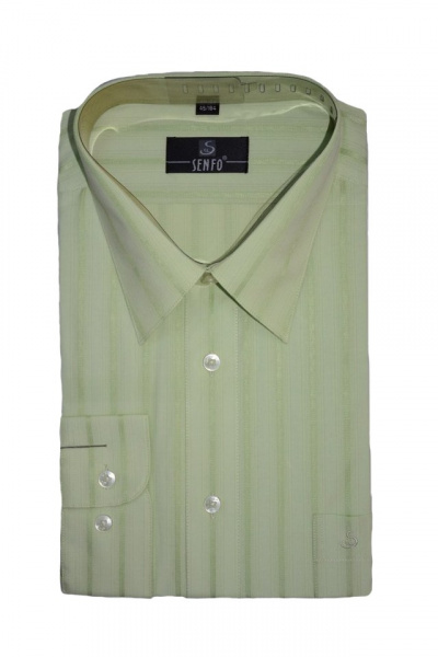 Camasa de culoare verde deschis, cu rever ascutit, design in dungi