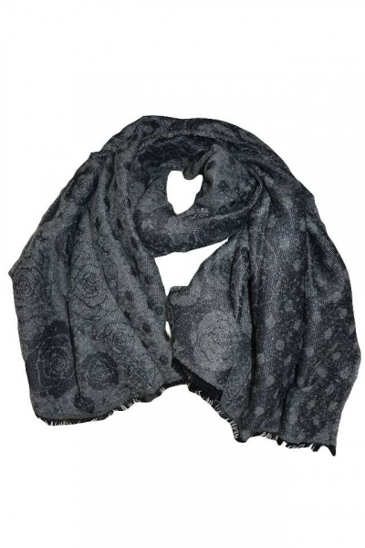 Esarfa eleganta de dama, material plin culoare gri cu fir argintiu
