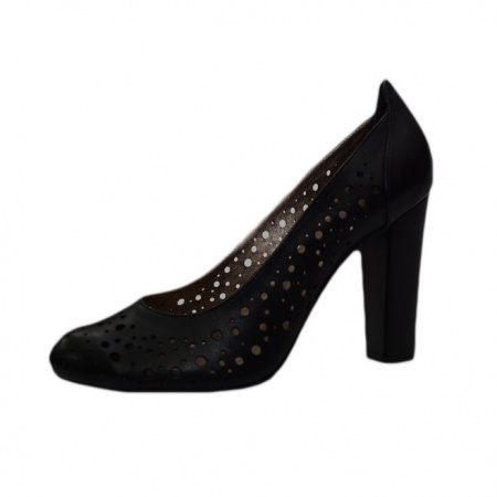 Pantof elegant, modern, cu toc patrat inalt, pe negru, foarte comozi