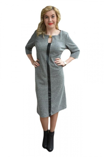 Rochie comoda de zi, culoare negru-alb cu piele ecologica
