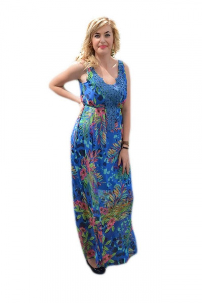 Rochie lunga din voal multicolor