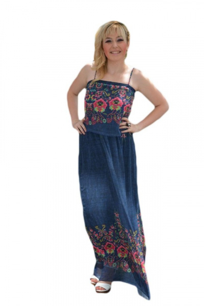 Rochie moderna de nuanta bleumarin, design cu aspect de blug