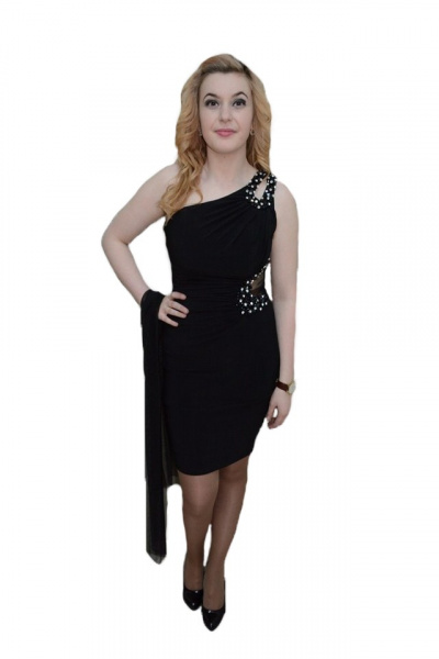Rochie scurta de seara, culoare neagra, cu design de margele