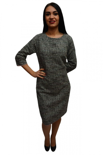 Rochie scurta de zi cu design multicolor si maneca trei-sferturi