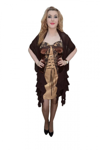 Rochie trendy, nuanta de maro, design deosebit aplicat