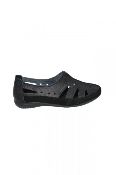 Balerini, din piele naturala de nuanta neagra, cu elastic mic in fata