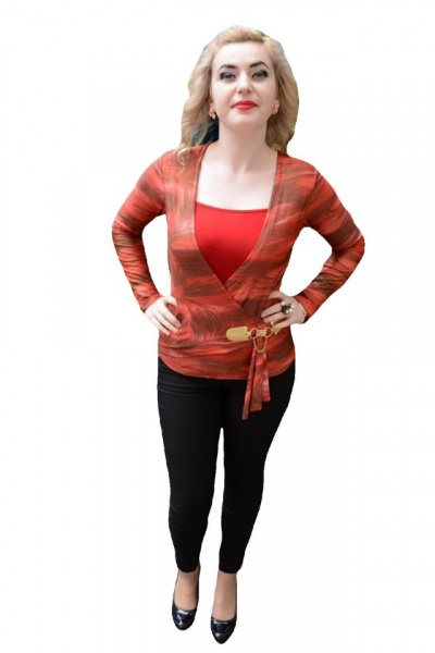 Bluza rafinata de ocazie, rosie, maneca lunga, decolteu adanc