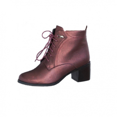Botina marsala scurta pana la glezna, design minimalist cu siret