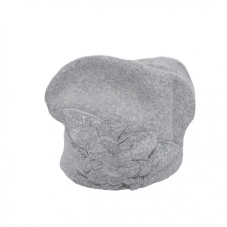 Caciula Suzane accesorizata cu petale 3d si insertii de strasuri,nuanta de gri