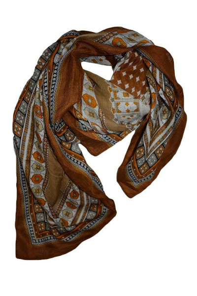 Esarfa vintage cu design clasic pe fond maro cu bordura lata