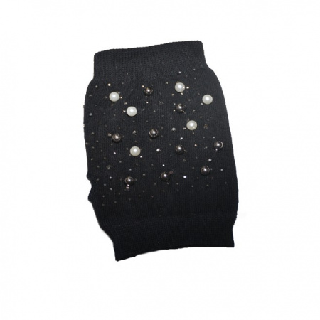 Manusa moderna fara degete, culoare neagra cu perle si strasuri