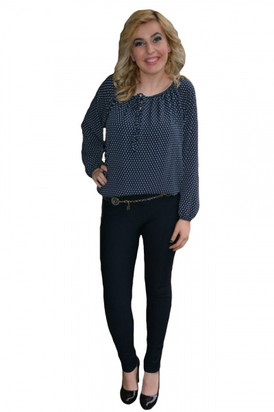 Pantalon comod cu croi tineresc, nuanta bleumarin, model lung