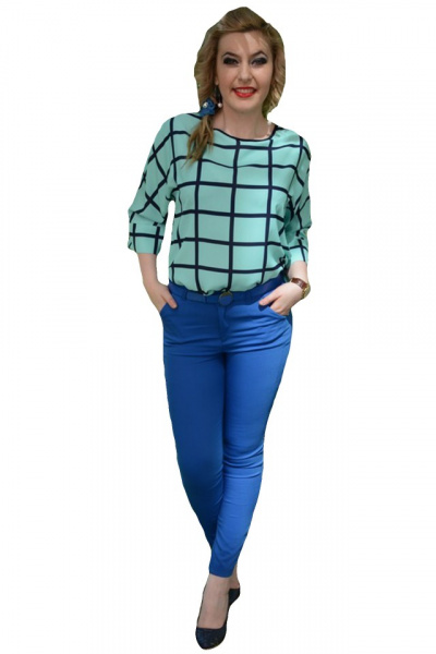 Pantalon deosebit, nuanta de albastru, fara imprimeu, buzunare laterale