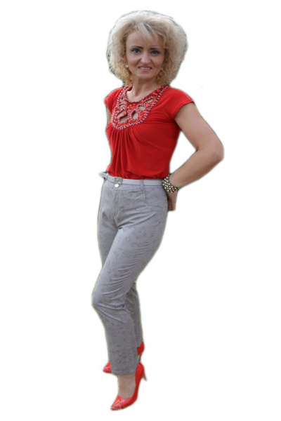 Pantalon lung de primavara-vara, nuanta bej cu flori  discrete