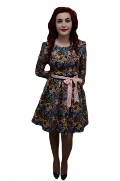 Rochie chic, nuanta de multicolor, design cu fluturi moderni
