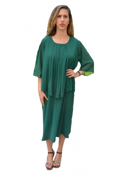 Rochie Hedda verde cu aplicatii de strasuri