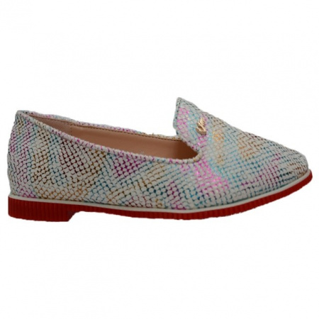 Balerin tineresc cu model multicolor pe fond alb si talpa usoara