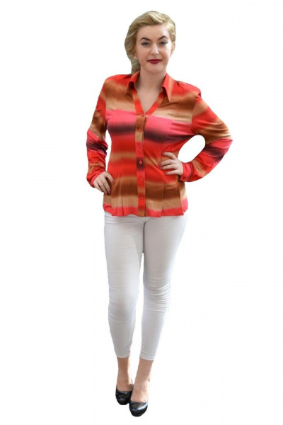 Bluza cazual, tip camasa, marimi mari, combinatie de maro cu rosu