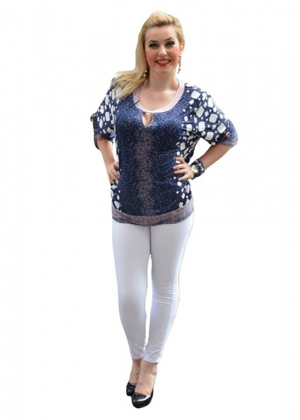 Bluza deosebita cu maneca scurta, bleumarin, cu manseta la baza
