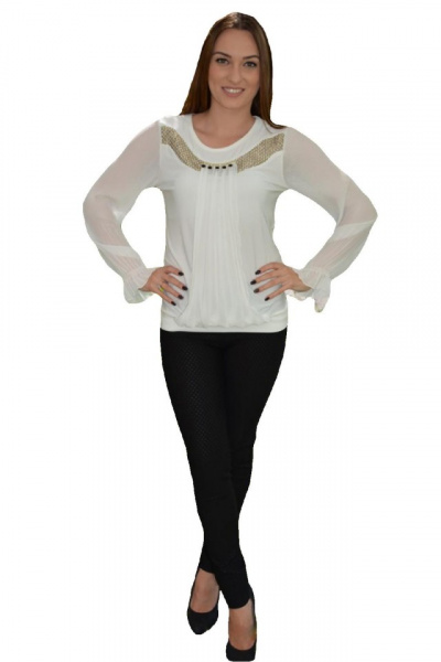 Bluza deosebita de culoare alba cu detalii aurii in partea de sus