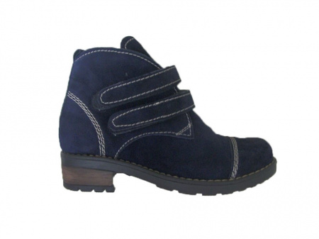 Bocanci din piele intoarsa, de culoare bleumarin, cu doua barete