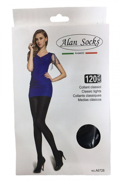 Ciorap simplu, negru, grosime de 120 DEN, fara intaritura la deget