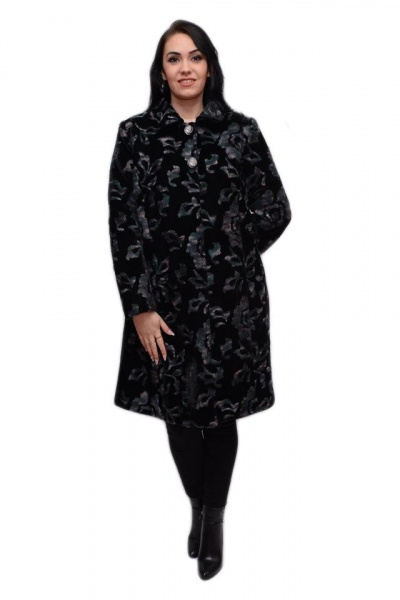 Jacheta eleganta cu croi drept, neagra cu design abstract colorat