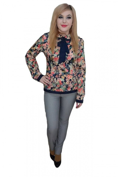 Pantalon elegant lung cu design geometric, de culoare gri