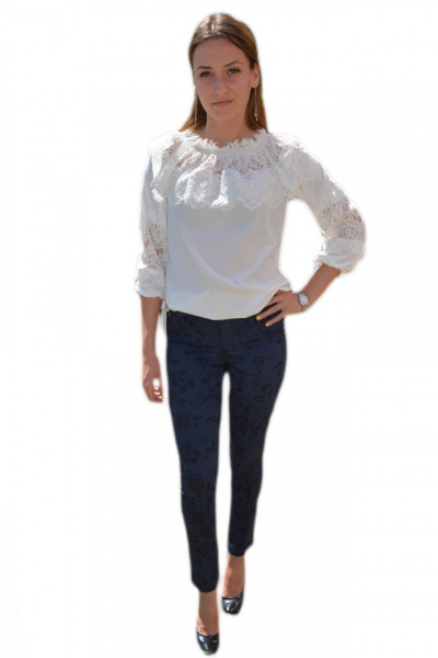 Pantalon modern cu croi cambrat, bleumarin, material elastic