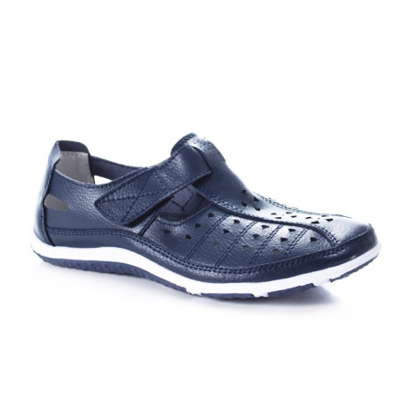 Pantif bleumarin , comozi din piele perforati cu bareta