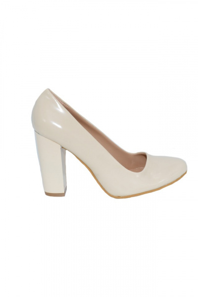 Pantof de culoare ivory, model clasic cu toc inalt, stabil
