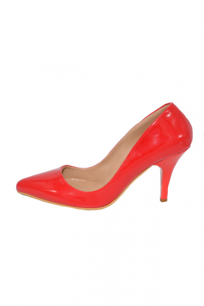 Pantof tip stiletto, de culoare rosie, cu toc cui si varf ascutit