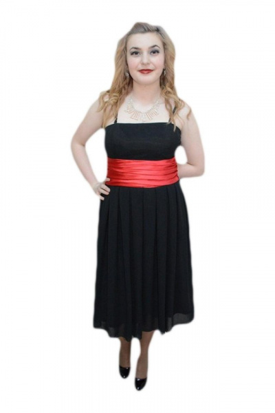 Rochie in nuanta de negru-rosu, design interesant modern