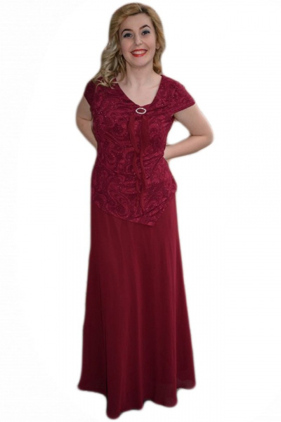Rochie lunga de seara cu aspect de costum de nuanta marsala