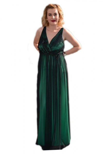 Rochie rafinata lunga, pentru evenimente, pe verde cu tul negru