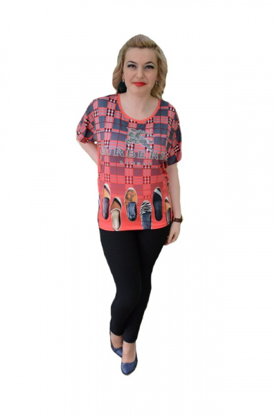 Tricou deosebit de vara, de culoare corai, maneca scurta