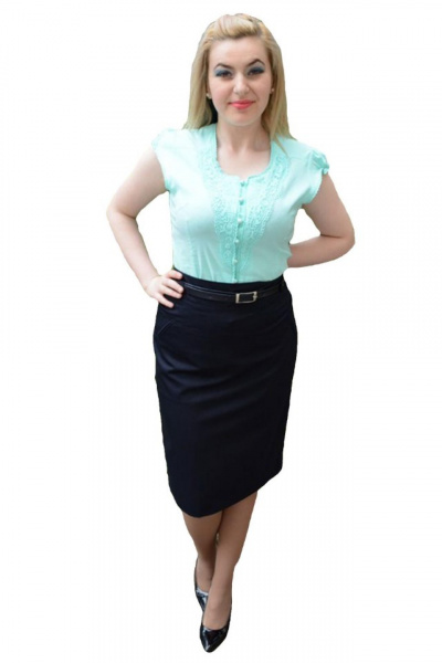 Fusta neagra din stofa subtire, model drept, masura mare
