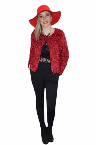 Jacheta scurta tip bolero din material deosebit cu aspect franjurat