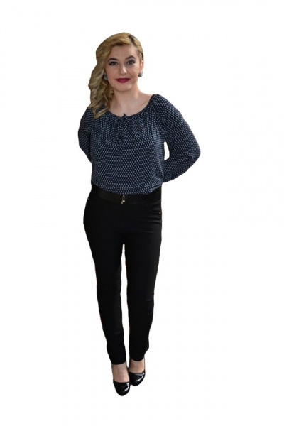 Pantalon negru din material usor elastic, masura mare, model lung